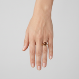 Anillo- Perlas Cultivadas de Agua Dulce- Redonda Diámetro 8-9 mm Chocolate- Talla 48 (EU)- Oro Amarillo