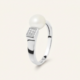 Brazalete Moderno - Botón de Perlas Cultivadas de Agua Dulce 8-9 mm Blanco - Plata 925 Milésimas