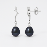 Pendientes- Perla Cultivada- Pera 8-9 mm Negra Tahití- Oro Blanco