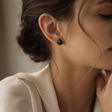 Pendientes - Perlas Cultivadas de Agua Dulce - Diámetro del Botón 9-10 mm Negro Tahití - Joyería para Mujer - Oro Blanco