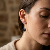 Pendientes- Perla Cultivada- Pera 8-9 mm Negra Tahití- Oro Blanco