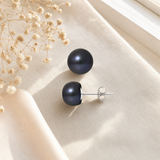 Pendientes - Perlas cultivadas de agua dulce - Diámetro 9-10 mm Negro Tahití