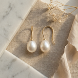 Pendientes - Perlas Cultivadas Diámetro 7-8 mm Blanco - Oro Amarillo