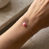 Pulsera- Perla cultivada de agua dulce- Diámetro 8-9 mm Rosa fucsia- Plata de ley 925