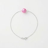 Pulsera- Perla cultivada de agua dulce- Diámetro 8-9 mm Rosa fucsia- Plata de ley 925