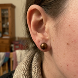 Pendientes - Perlas Cultivadas de Agua Dulce - Diámetro Botón 9-10 mm Chocolate - Joyería Mujer - Oro Amarillo