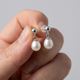 Pendientes de oro blanco y perlas blancas | abi