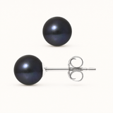 Pendientes - Perlas Cultivadas de Agua Dulce Redondas 7-8 mm Negras Tahití - Joyería Mujer