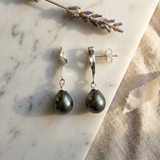 Pendientes - Perlas de Tahití - Diámetro 9-10 mm - Oro blanco