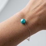 Pulsera- Perla cultivada de agua dulce- Diámetro 8-9 mm Azul turquesa- Plata de ley 925