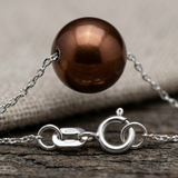 Pulsera 3- Perla Cultivada de Agua Dulce- Diámetro 8-9 mm- Color Chocolate- Plata 925 Milésimas