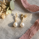 Pendientes - Perlas Cultivadas 8-9 mm Blanco - Oro Amarillo