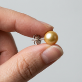 Pendientes Botón de Perlas Cultivadas de Agua Dulce Diámetro 9-10 mm Oro Oro Blanco