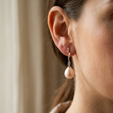 Pendientes- Perla Cultivada de Agua Dulce- Pera 8-9 mm Rosa- Oro Blanco