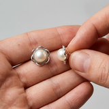 Pendientes - Flor Blanca Perlas Cultivadas de Agua Dulce - Plata 925 Milésimas