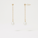 Pendientes colgantes de oro amarillo y perlas blancas | lolita