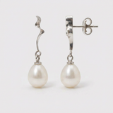 Pendientes - Botón de Perlas Cultivadas 8-9 mm Blanco