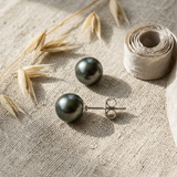 Pendientes de Plata con Perlas Cultivadas de Tahití - Diámetro 8-9 mm