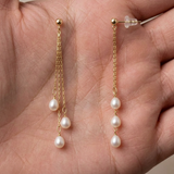 Pendientes - Perlas cultivadas de agua dulce - Pera Diámetro 5-6 mm Oro blanco-amarillo