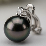 Pendientes -Perlas de Tahití- Ovalado Diámetro 8-9 mm- Plata