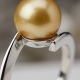 Anillo- Perlas Cultivadas de Agua Dulce- Redonda Diámetro 7-8 mm Oro- Talla 48 (UE)- Oro Blanco