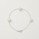 Pulsera 3 Perlas Cultivadas - Diámetro 7-8 mm Blancas - Plata