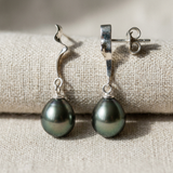 Pendientes - Perlas de Tahití - Diámetro 9-10 mm - Oro blanco