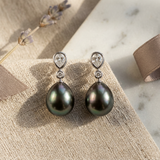 Pendientes - Perlas de Tahití - Pera 8-9 mm - Plata de Ley 925
