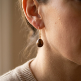 Pendientes - Perlas Cultivadas de Agua Dulce - Diámetro Pera 9-10 mm Chocolate - Joyería Mujer - Oro Amarillo