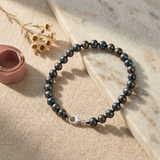 Pulsera - Perlas Cultivadas Redondas 5-6 mm Tahití Negras - Joyería Mujer - Oro Blanco