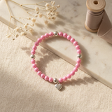 Pulsera de la Suerte- Perla de Agua Dulce- Redonda 5-6 mm Rosa Fucsia