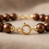Pulsera - Perlas Cultivadas Redondas 6-7 mm Chocolate - Oro Amarillo