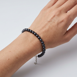 Pulsera- Perlas Cultivadas de Agua Dulce- Semi Redondas 6-7 mm Negras Tahití- Plata 925 Milésimas