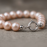 Pulsera - Perlas Cultivadas Redondas 6-7 mm Rosa - Oro Blanco