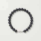 Pulsera- Perlas Cultivadas de Agua Dulce- Semi Redondas 9-10 mm Negro Tahití-Plata