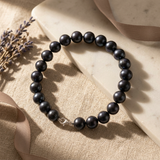 Pulsera- Perlas Cultivadas de Agua Dulce- Semi Redondas 8-9 mm Tahití Negras- Plata
