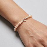 Pulsera - Perlas Cultivadas Redondas 6-7 mm Rosa - Oro Blanco