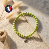Pulsera de la Suerte - Perla de Agua Dulce - Redonda 5-6 mm Verde Tónico