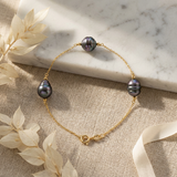 Pulsera - Perlas cultivadas de agua dulce en círculos 8-9 mm blancas - Joyería para mujer - Oro amarillo