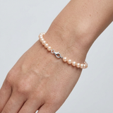 Pulsera de Perlas Corte Redonda 5-6 mm Rosa Natural