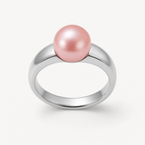 Anillo - Perlas Cultivadas de Agua Dulce - Redondas Diámetro 8-9 mm Rosa - Talla 48 (UE) - Plata de Ley 925