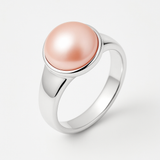 Anillo - Perlas Cultivadas de Agua Dulce - Diámetro Botón 9-10 mm Rosa - Talla 48 (UE) - Plata de Ley 925