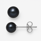 Pendientes- Perlas Cultivadas de Agua Dulce Redondas 6-7 mm Tahití Negras-