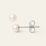 Pendientes - Botón de Perlas Cultivadas de Agua Dulce 5-6 mm Blancas - Joyería Mujer