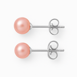 Pendientes - Botón de Perlas Cultivadas de Agua Dulce 5-6 mm Rosa