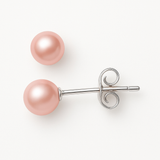 Pendientes- Perlas Cultivadas de Agua Dulce Redondas 7-8 mm Rosa-