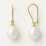 Pendientes - Perlas Cultivadas - Pera Diámetro 9-10 mm Oro blanco-amarillo