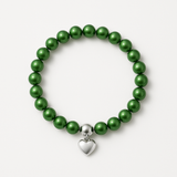 Pulsera de la Suerte - Perla de Agua Dulce - Redonda 5-6 mm Verde Intenso