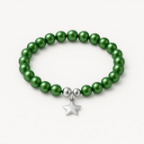Pulsera de la Suerte - Perla de Agua Dulce - Redonda 5-6 mm Verde Intenso