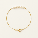 Pulsera - 7 Perlas Cultivadas Diámetro 3-4 mm Blanco - Oro Amarillo